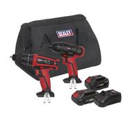 Sealey CP20VDDCOMBO 20V Taladro de martillo inalámbrico de 13 mm / 1/2 unidad cuadrada Kit combinado de destornillador de impacto