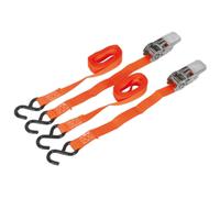 Sealey TD0540S2 Amarre de Carraca 25mm X 4m Poli Tejido - GANCHOS EN S 500kg Par