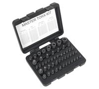 Sealey Torx Star Master Enchufe Juego 52pc 0.6cm 1cm & 1.3cmD Macho & Mujer