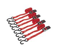 Sealey Trinquete Correa 25mm X 4m Poliéster Tejido Con GANCHOS EN S 800kg Romper