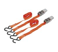 Sealey TD0540S2 Amarre de Carraca 25mm X 4m Poli Tejido - GANCHOS EN S 500kg Par