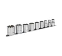 Sealey Whitworth Enchufe Set 9pc 1.3cmSq Rosca Bi Hexagonal Longitud Estándar