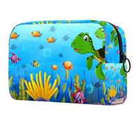 Sealife - Bolsa de cosméticos para mujer, diseño de pulpo, cangrejo y coral, bolsa organizadora con cremallera, multicolor, 18.5x7.5x13cm/7.3x3x5.1in, Neceser