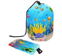 Sealife - Neceser con cordón ajustable, diseño de pulpo y cangrejo coral, bolsa de aseo con forma de barril, bolsa de maquillaje, bolsa organizadora de viaje + bolsa pequeña, multicolor,