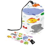 Sealife - Neceser con cordón, diseño de criatura, bolsa de aseo con forma de barril, bolsa organizadora de maquillaje de viaje + bolsa pequeña, multicolor, 9.9x6.9in/25.2x17.6cm;6x3.5in/15.2x8.8cm,