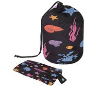Sealife - Neceser con cordón, diseño de estrella de mar y corales, bolsa de aseo con forma de barril, bolsa organizadora de maquillaje de viaje + bolsa pequeña, multicolor,