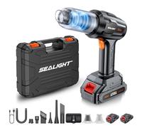 SEALIGHT Aspirador de Mano 35000PA Aspiradora de Coche, 9 en 1 Aspirador Coche con 60 min de Duración, 2 Pilas Recargables, Motor sin Escobillas, para Pelo de Mascotas, Coche