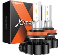 SEALIGHT Bombillas H11 H8 H16 LED para luces antiniebla o DRL, 400% luminosidad, 6000 LM 6500 K, color blanco, Plug and Play,Lote de 2 bombillas de repuesto halógenas para coches, camiones, SUVs
