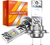 SEALIGHT Bombillas LED H7 Mejoradas, Diseño Tamaño Mini 1:1 6500K Luz Blanca Fría, 36000LM Ultra Brillante, 60000+ horas de vida, No requiere adaptador, Paquete de 2