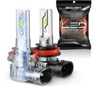 SEALIGHT H11 LED Fog Light, 12000LM 6500K H8 H9 H16 600% Brightness, Mini Size 1:1 100%, Suitable for Trucks, Cars, Motorcycles, Low Beam and Bright High Beam, Replaces Halogen Lamps, Pack of 2