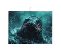 Seals in The Ocean - Tapete grande de microfibra para escurridor de platos, reutilizable, lavable, para accesorios de cocina, 18 x 24 pulgadas