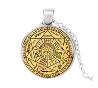 Seals Of The Seven Arcángeles Colgante Gargantilla Declaración Collar Redondo Para Mujeres Accesorios De Vestir Vidrio Foto Joyería, nan