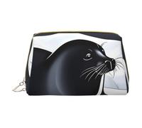 Seals On Ice - Bolsa de cosméticos portátil, bolsa de cosméticos de viaje, unisex, cierre de cremallera, adecuada para uso diario, White, Talla única