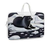 Seals on Ice - Maletín bandolera de piel con estampado de hielo para hombres y mujeres, viajes, negocios, oficina, bolsa para colgar portátil, bolsa cruzada, Estilo blanco, 42x30.5cm