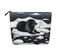 Seals on ice - Organizador de aseo multiusos - cáñamo - Estuche de maquillaje reutilizable con bolsa con cremallera, color negro, One Size, negro, One Size