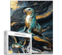 Seals on The Rocks - Rompecabezas de 1000 piezas para adultos, mármol verde y dorado, arte abstracto, rompecabezas colorido para decoración del hogar, regalos, rompecabezas familiar, perfecto para
