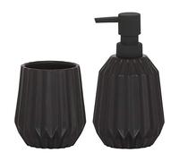 Sealskin Arte Set Conjunto Dispensador de Jabón y Portacepillos, Negro