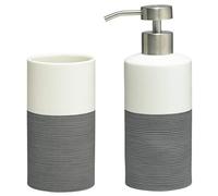 Sealskin Doppio Set conjunto Vaso y Dispensador de Jabón, Porcelana, Gris