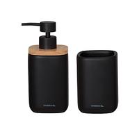 Sealskin Mind Juego de baño - Dispensador de jabón 200 ml - Vaso para cepillos de dientes - Negro