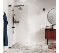 Sealskin Pure mampara de ducha walk-in 90 cm negro mate/vidrio transparente PU010906195100