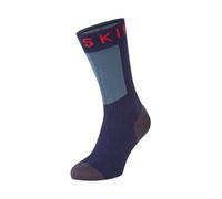 SEALSKINZ calcetín Hydrostop Impermeable Mediano para el Clima cálido - Gris/Rojo/Azul Marino, M Unisex para Adultos Merino