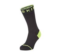 SEALSKINZ Road Thin Mid with Hydro Stop Calcetines, Unisex, Negro y Amarillo Fluorescente, M