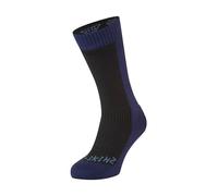 SEALSKINZ Waterproof Cold Weather Mid Length Calcetín, Hombre, Black/Navy Blue, Large