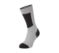 SEALSKINZ Waterproof Cold Weather Mid Length Sock with Hydrostop Calcetines unisex para adultos, Gris/Negro/Amarillo, L