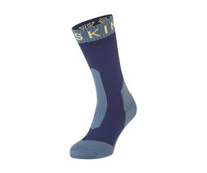 SEALSKINZ Waterproof Extreme Cold Weather Mid Length Calcetín, Hombre, Navy Blue/Yellow, Medium