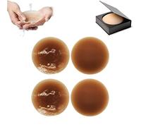 Seamless Cake Cover Ultra Thin Invisible Bra,Reusable Adhesive Nipple Covers,Women's Silicone Sweatproof Lift Nipple Stickers (10cm, 2 Pairs x Dark Brown)