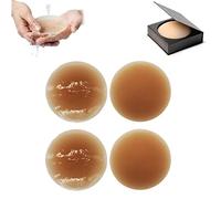 Seamless Cake Cover Ultra Thin Invisible Bra,Reusable Adhesive Nipple Covers,Women's Silicone Sweatproof Lift Nipple Stickers (10cm, 2 Pairs x Light Brown)