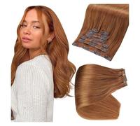 Seamless Clip in Hair Extensions 100 g 8pcs Ombre Blonde Color Clip in Remy Human Hair Extensions Straight Hair Invisible PU Skin Weft Wear and Go(12inches 80g)