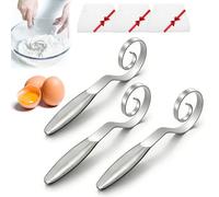 Seamless Dough Whisk, 2026 New 430 Stainless Steel Dough Whisk, 9" Bread Whisking Tool with Non-Slip Handle, Sourdough Bread Baking, Whisking, Pizza, Pastry, Cake Batter (3pcs)