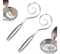 Seamless Dough Whisk for Sourdough,Stainless Steel Bread Dough Whisk for Cooking,Handheld Sour Dough Mixer,Bread Making Tool for Pizza,Pastry,Cake Batter,Mixing, Stirring,Kneading Thick Batter (2pcs)