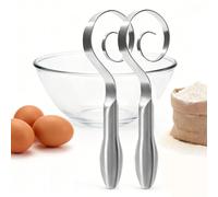 Seamless Dough Whisk, Stainless Steel Seamless Danish Dough Whisk Easy to Clean Dishwasher Safe for Sourdough Pizza Cookies Pancake & Waffle (2Pcs)