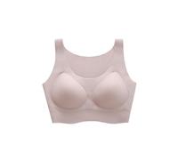 Seamless Non-Wired Bra Women Bralette Padded Comfortable No Underwire T-Shirt Pull on Crossback Soft Bustier, Beige, M(Pink,L)