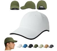 Seamless Packable Lightweight Sports Baseball Cap,Ultra-Breathable Washable & Portable Quick-Dry Hat with Adjustable Strap (White)