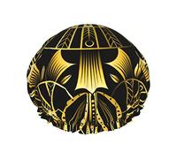 Seamless Seashell Gold Art Deco Gorro de ducha impermeable, Gorro de baño elástico Gorro de baño Protección del medio ambiente Gorros de baño para el cabello, Capas impermeables dobles Gorro de duch
