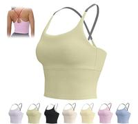 Seamless Soft High Yoga Bra with Firm Cups for Non Padded Workout Tank Top Fitness Sports Vest, Pink, L(Light Yellow,3XL)
