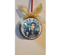 Sean Connery, George Lazenby, Roger Moore, Timothy Dalton, Pierce Brosnan e Daniel Craig Adorno de Navidad, 8 cm, adornos para árbol hechos a mano