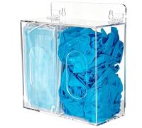 SEANADO Dispensador acrílico de PPE - Soporte para guantes y máscaras faciales montado en la pared o mesa con tapa - Caja dispensadora de plástico transparente para guantes desechables, redecillas