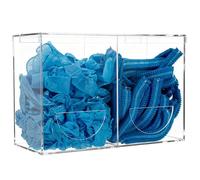 SEANADO Dispensador de guantes de acrílico transparente con tapa, 2 compartimentos, estación de higiene, caja de almacenamiento para redes de barba, redecillas para el cabello, bolsas de plástico