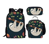 SEANATIVE ELEQIN - Juego de mochila con bolsa para el almuerzo, estuche para lápices, para niñas y niños, mochila escolar con estampado de animales, Patrón-15