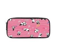 SEANATIVE Estuche para lápices con cremallera para niños, niñas, estudiantes, escuela, papelería, bolsa de maquillaje duradera, Música de panda de dibujos, Organizador de bolsas