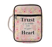 SEANATIVE Funda floral para libros de la Biblia para mujeres y niñas, confía en el Señor con todo tu corazón, bolsa inspiradora para libros de escrituras, soporte para la Biblia con asa duradera