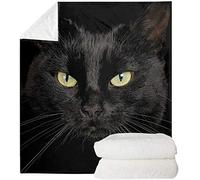 SEANATIVE Manta de franela con estampado de gato negro, súper suave, cálida y difusa de felpa, ligera, acogedora, para sofá, ropa de cama, sala de estar, 3XL