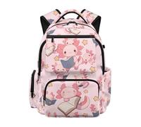 SEANATIVE Mochila escolar transpirable de 17 pulgadas para niñas, Libro de lectura Axolotl, Mochilas rucksack