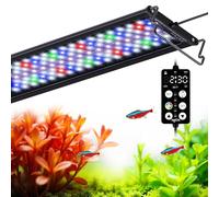 SEAOURA Luz LED Acuario Espectro Completo Timer 24/7 para 30-45cm | LEDs Alto PAR, Ciclo Dia-Noite, 3 Timers+Memoria, 20 Dims+9 Colores, 15min Gradiente Suave, Soportes Ajustables, Aluminio