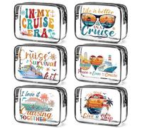 SEAOYOZO 6 bolsas de maquillaje transparentes para regalo de crucero, bolsa de cosméticos de playa transparente para mujeres, esencial para crucero de Alaska, artículos esenciales para niñas, hermanas