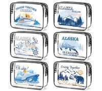 SEAOYOZO 6 bolsas de maquillaje transparentes para regalo de crucero, bolsa de cosméticos de playa transparente para mujeres, esencial para crucero de Alaska, artículos esenciales para niñas, hermanas